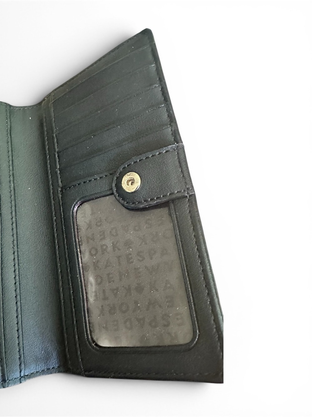 Kate Spade Black White Geometric Print Wallet NWOT Leather Continental - Picture 6 of 7